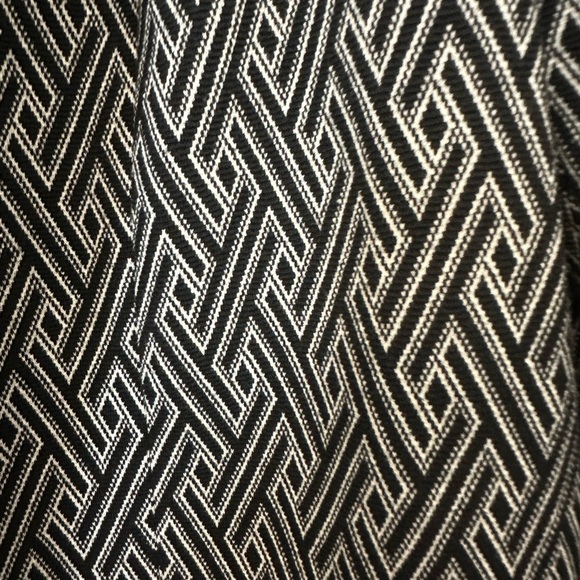 Kasper Knit Chevron Cardigan Open Front Long Jacket Black White Lined EUC XL - Picture 3 of 5